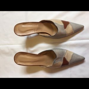 Tri-color custom made Argentine leather mules.